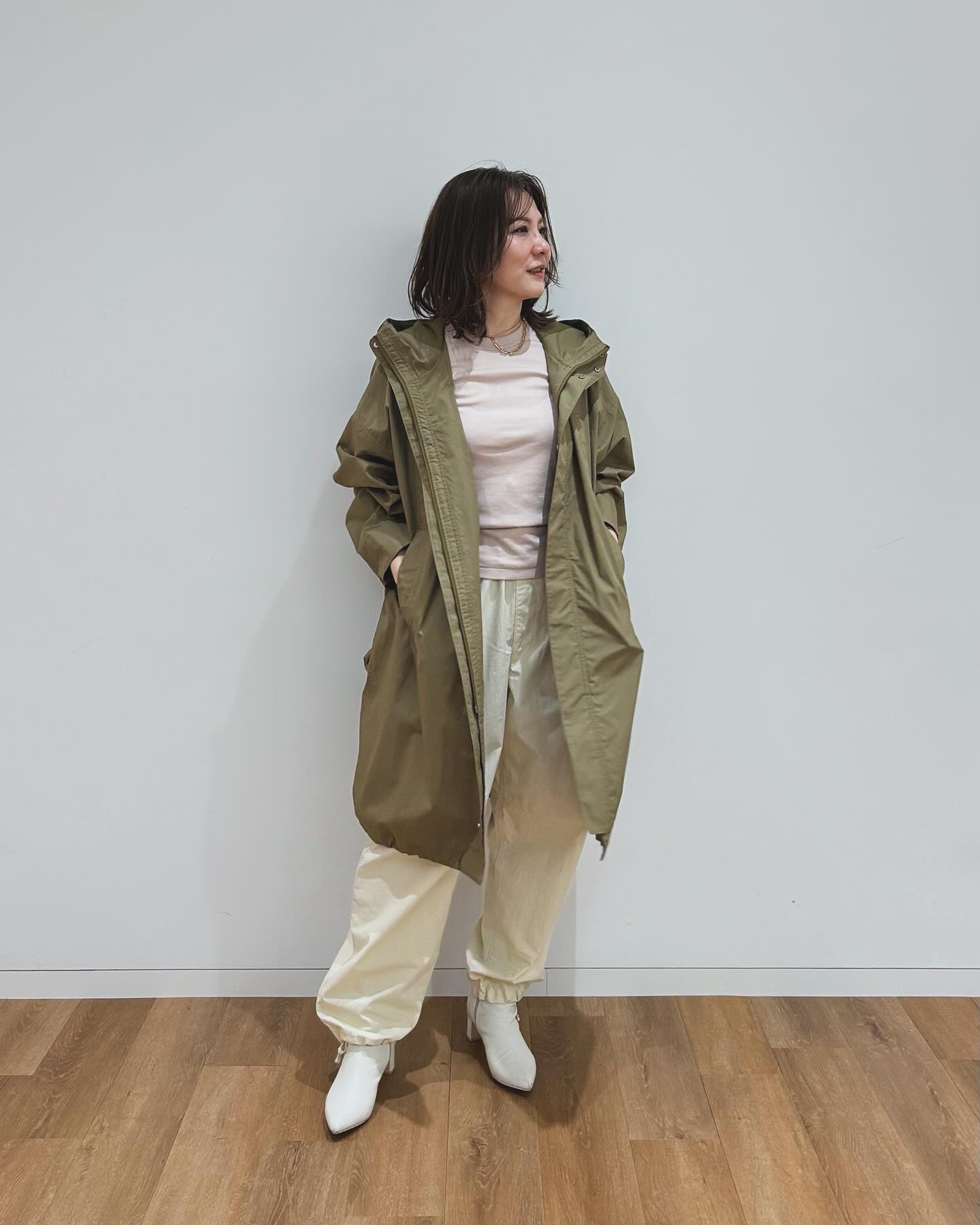 長袖 ロング カーキ 無地 フード モッズコート UNIQLO U