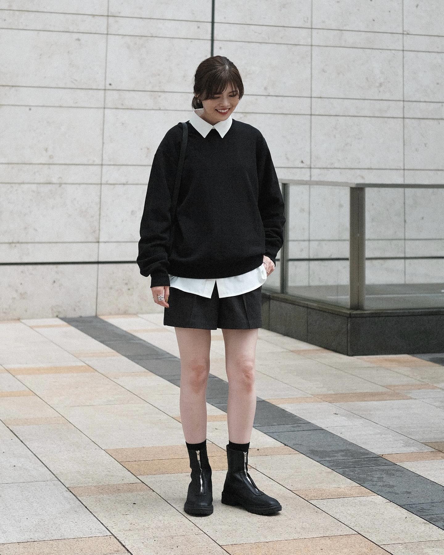 ブラック 長袖 スウェット 無地 UNIQLO（ユニクロ） オーバーサイズ x 