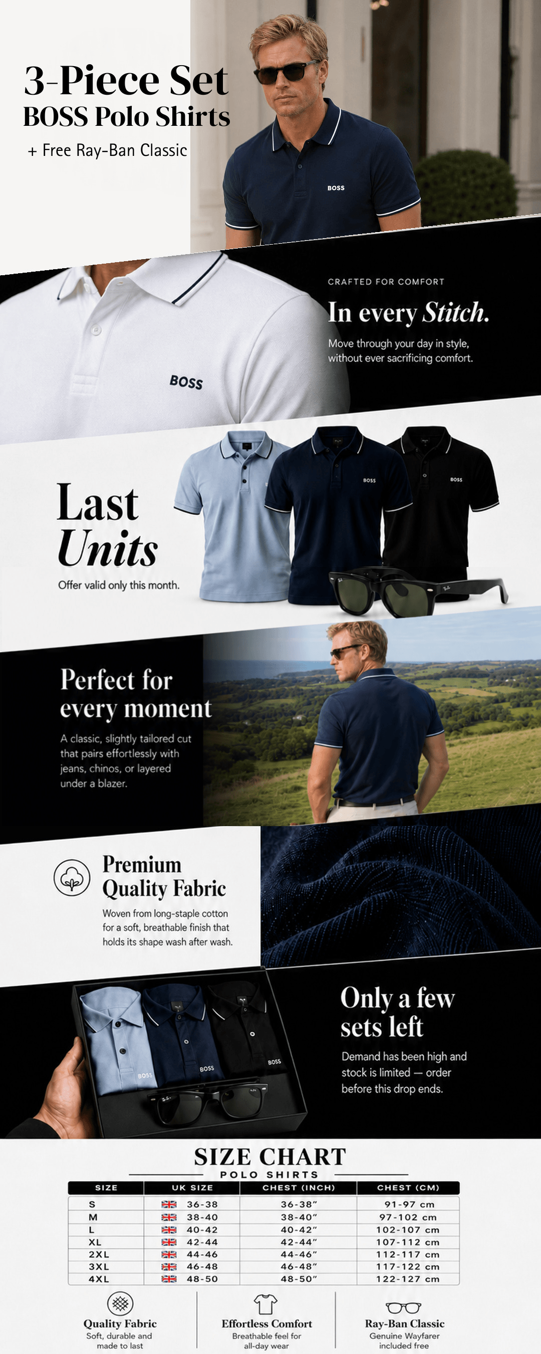 3-Pack Essential Polo Shirts