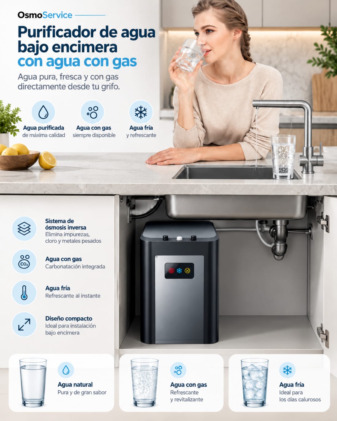 Підмийний пуріфайєр OsmoService з функцією газації води