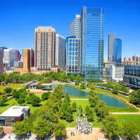 Discovery Green Houston aerial