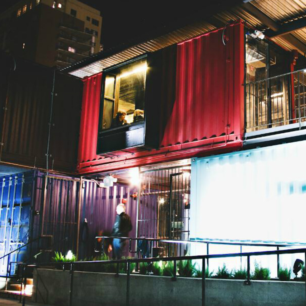 Container Bar Rainey Street exterior night