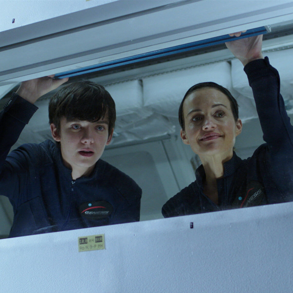 Asa Butterfield and Carla Gugino in The Space Between Us