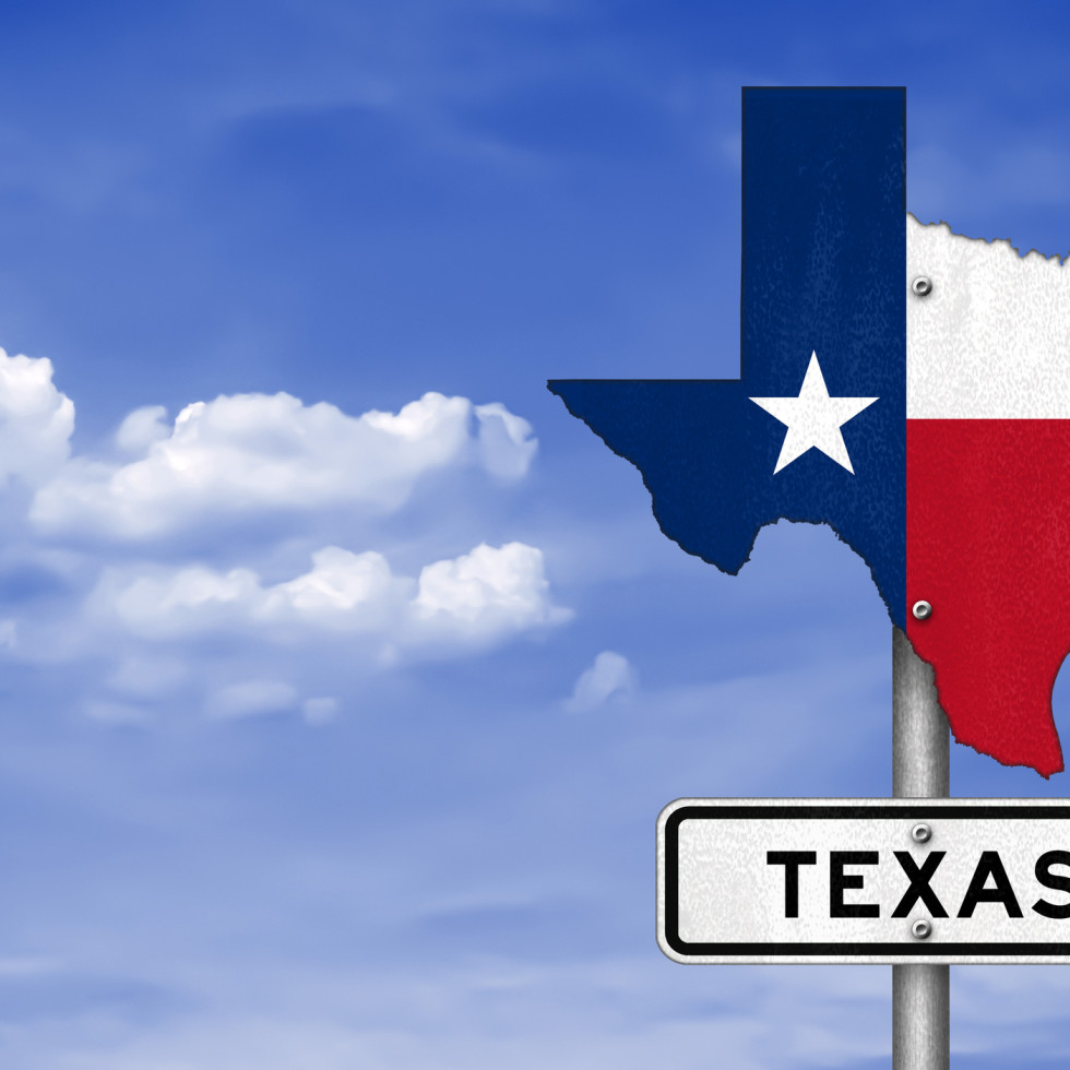 Texas state flag road sign