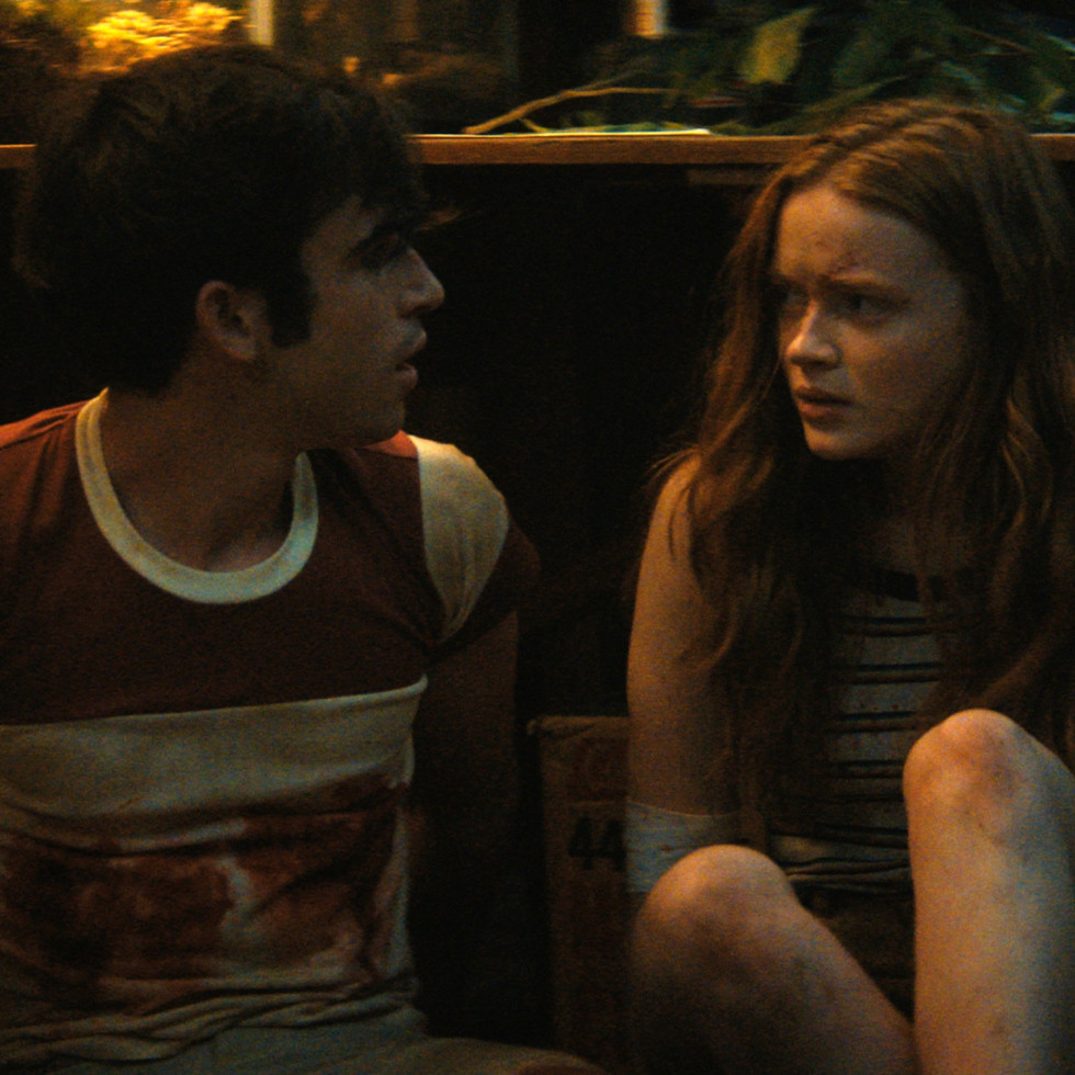 Ted Sutherland and Sadie Sink in Fear Street Part Two: 1978