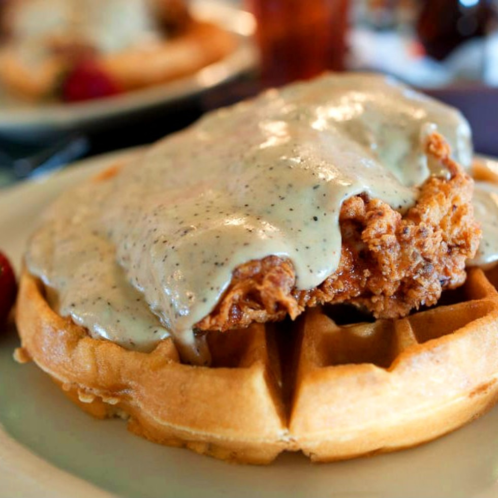 Chicken and waffles at Jonathon's Oak Cliff restaurant