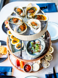 Plank seafood tower