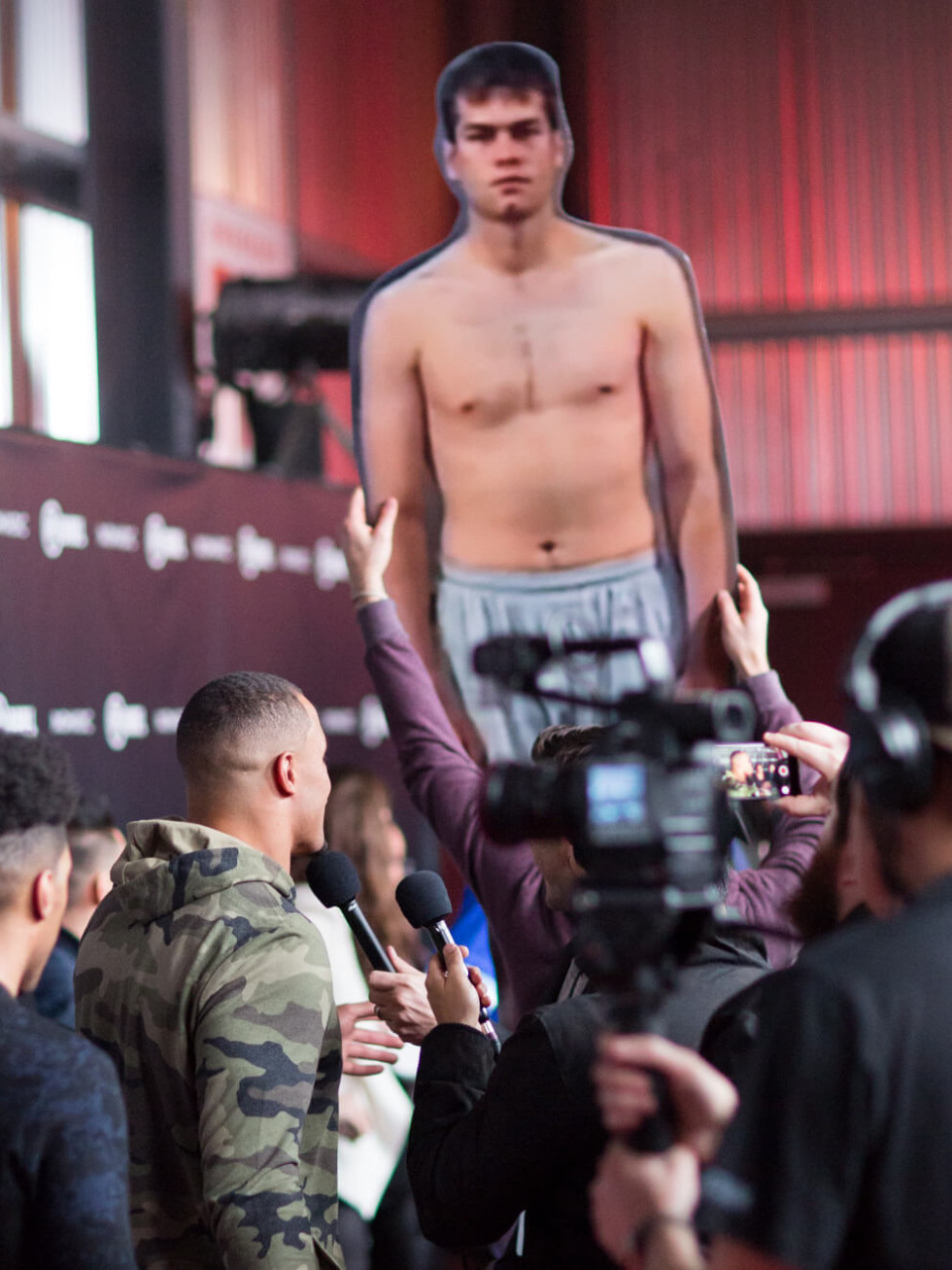 Houston, EA Sports Bowl at Club Nomadic, Jan 2016, cardboard cutout of New England Patriots quarterback Tom Brady