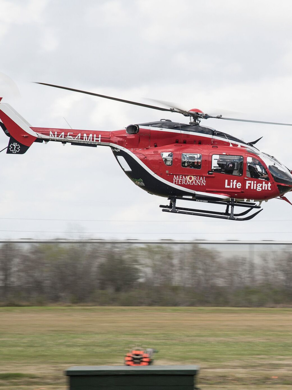 Lifeflight helicopter at Memorial Hermann Clay Shoot