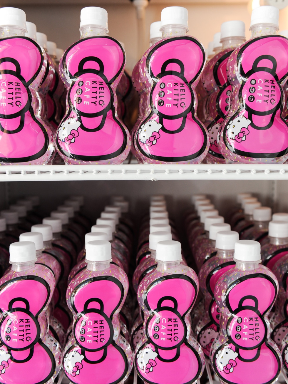 Hello Kitty Cafe truck pink water bottle
