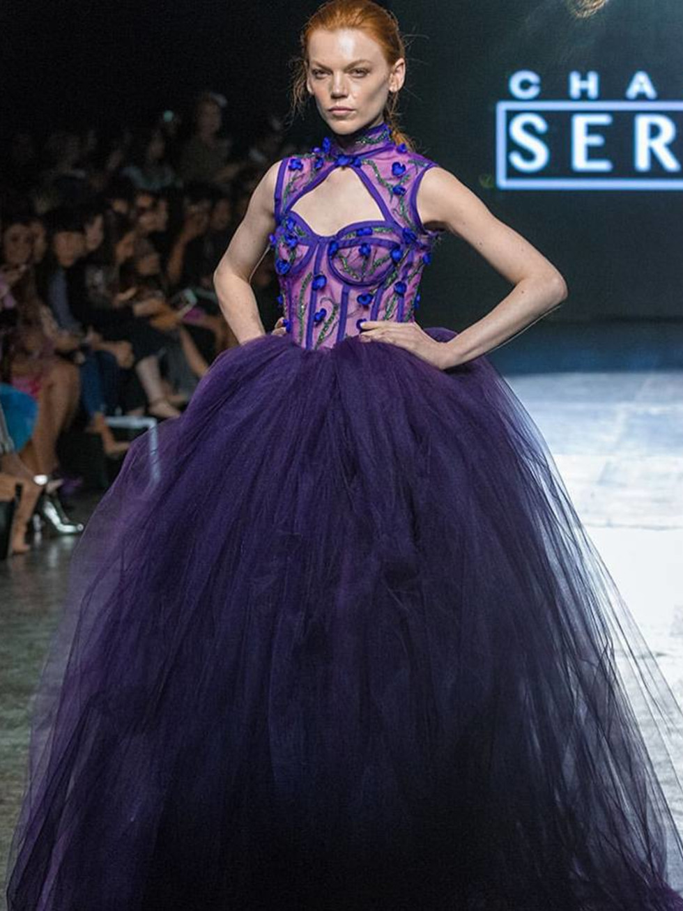 Chasity Sereal purple gown at New York Fashion Week