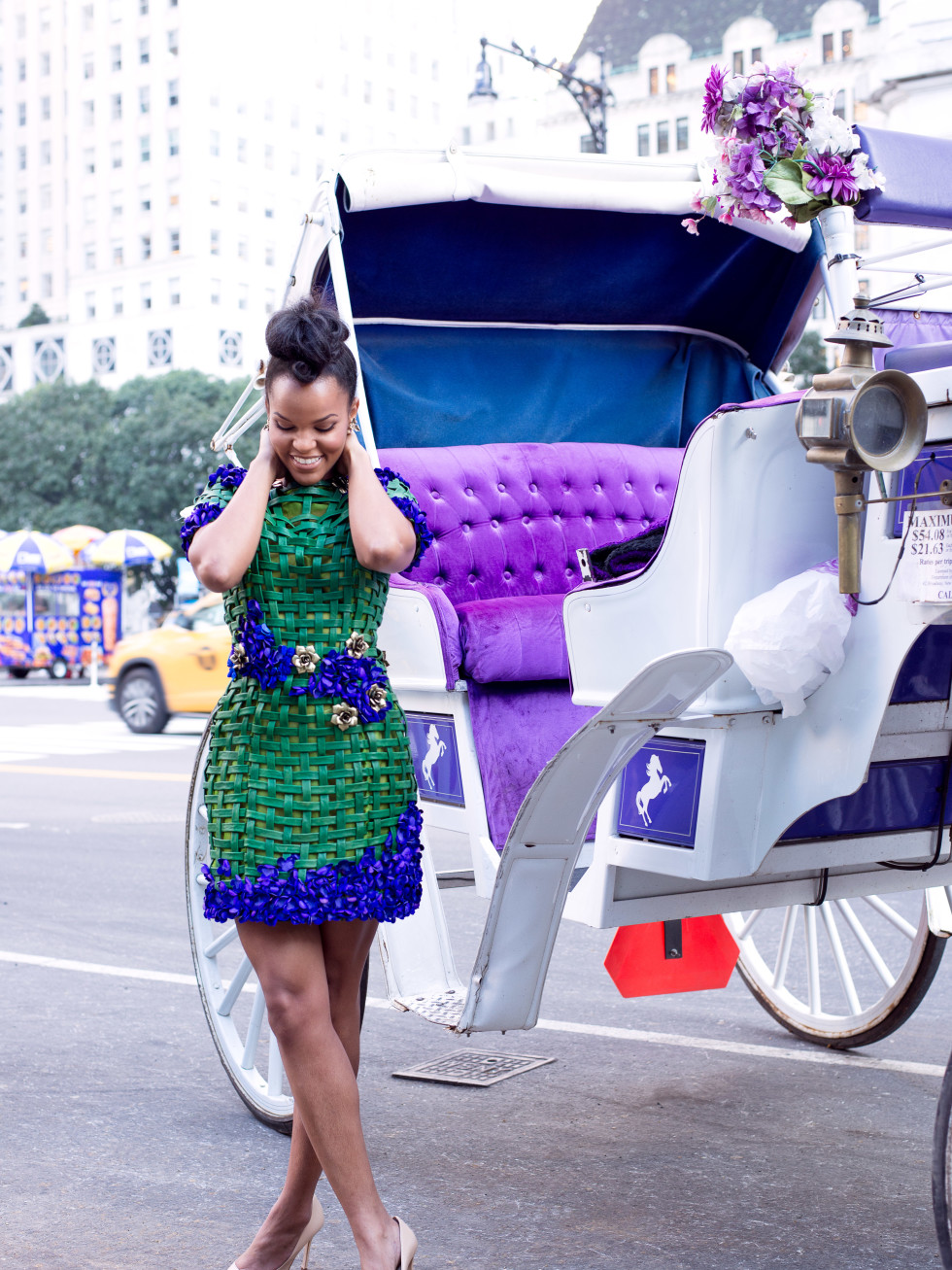 Chasity Sereal floral outfit on streets of New York
