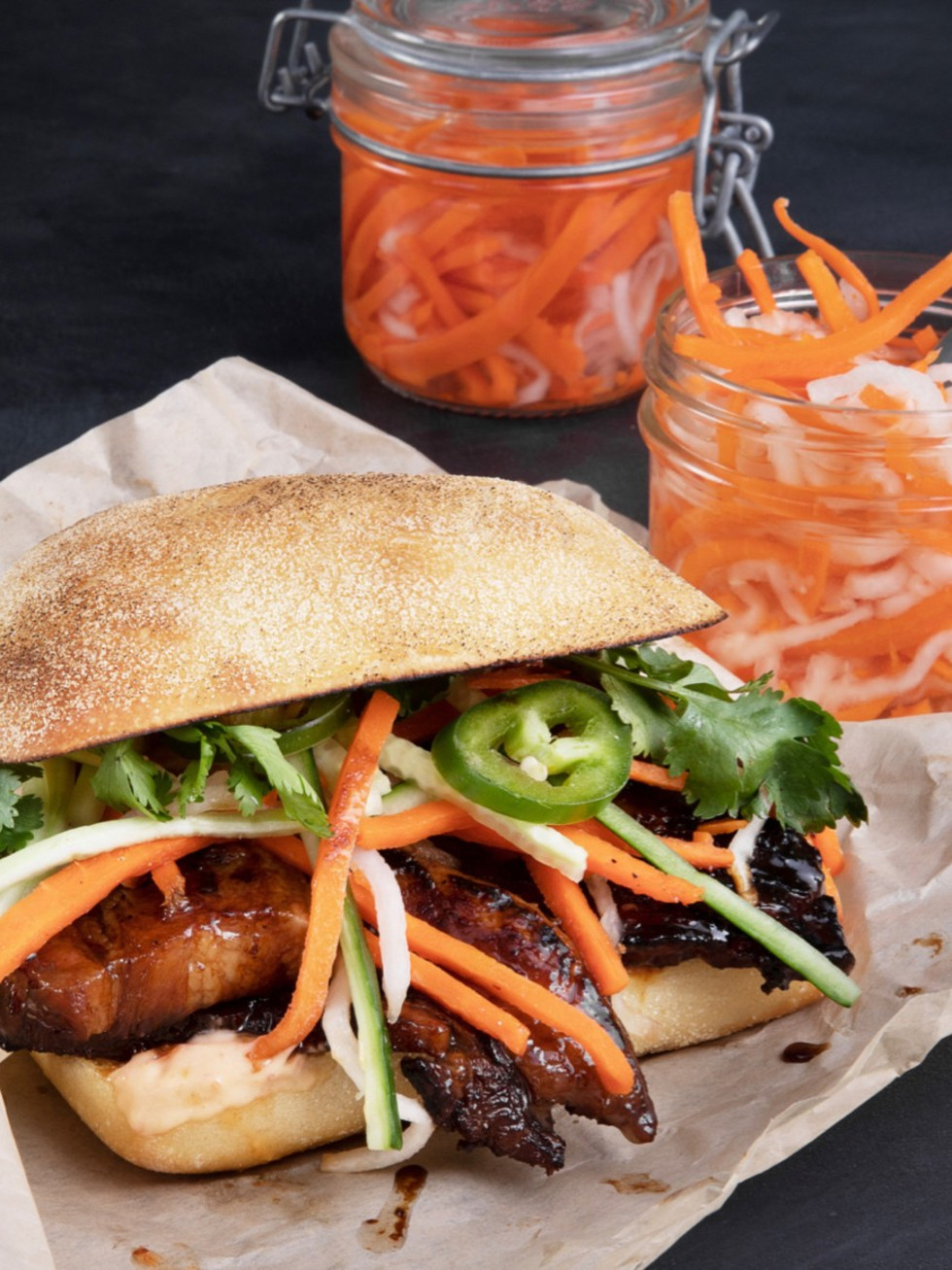 Mendocino Farms pork belly banh mi