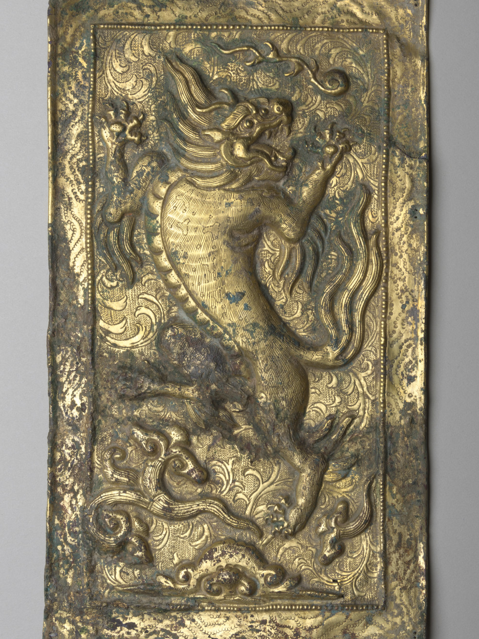 Plaque with a Standing Lion China, Liao dynasty (907-1125), Gilt bronze