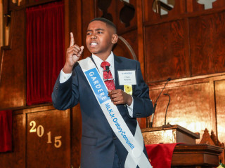 Chase Roberts, 5th grader from Cornelius Elementary, performs his winning speech at the 19th Annual Gardere MLK Jr. Oratory Competition on Jan. 16, 2015.