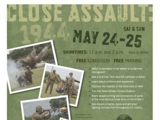 Texas Military Forces Museum at Camp Mabry poster for Close Assault 1944 reenactment
