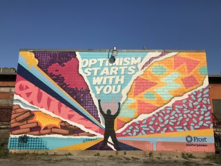mural by Los Otros, Frost Bank