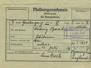 Kindertransport ticket for Hedi Basch