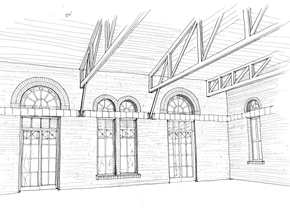 Pearl Brewery food hall interior rendering