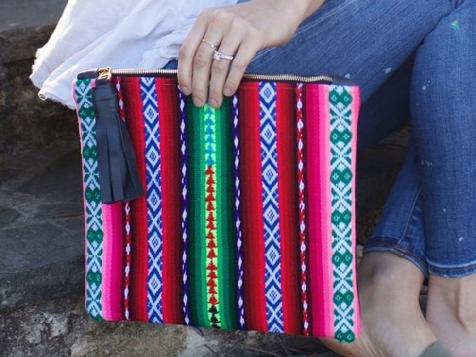 Sarah Sharp clutch of Peruvian fabric