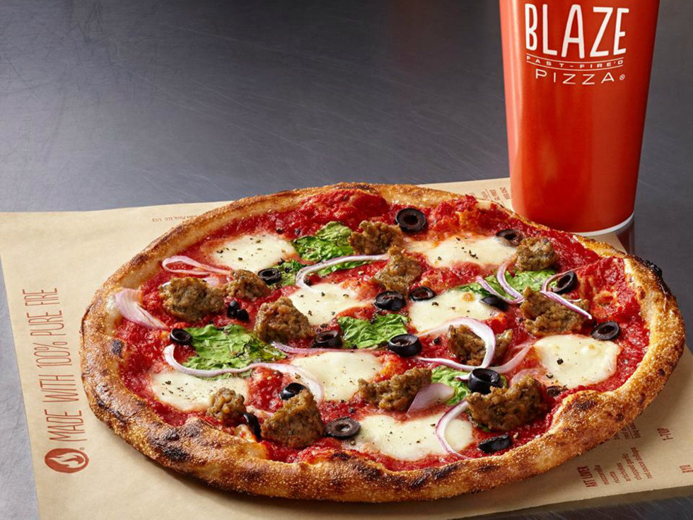 Blaze pizza with drink