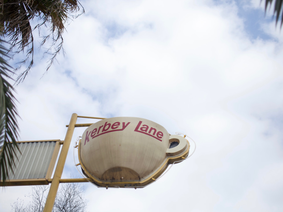 Kerbey Lane coffee cup sign