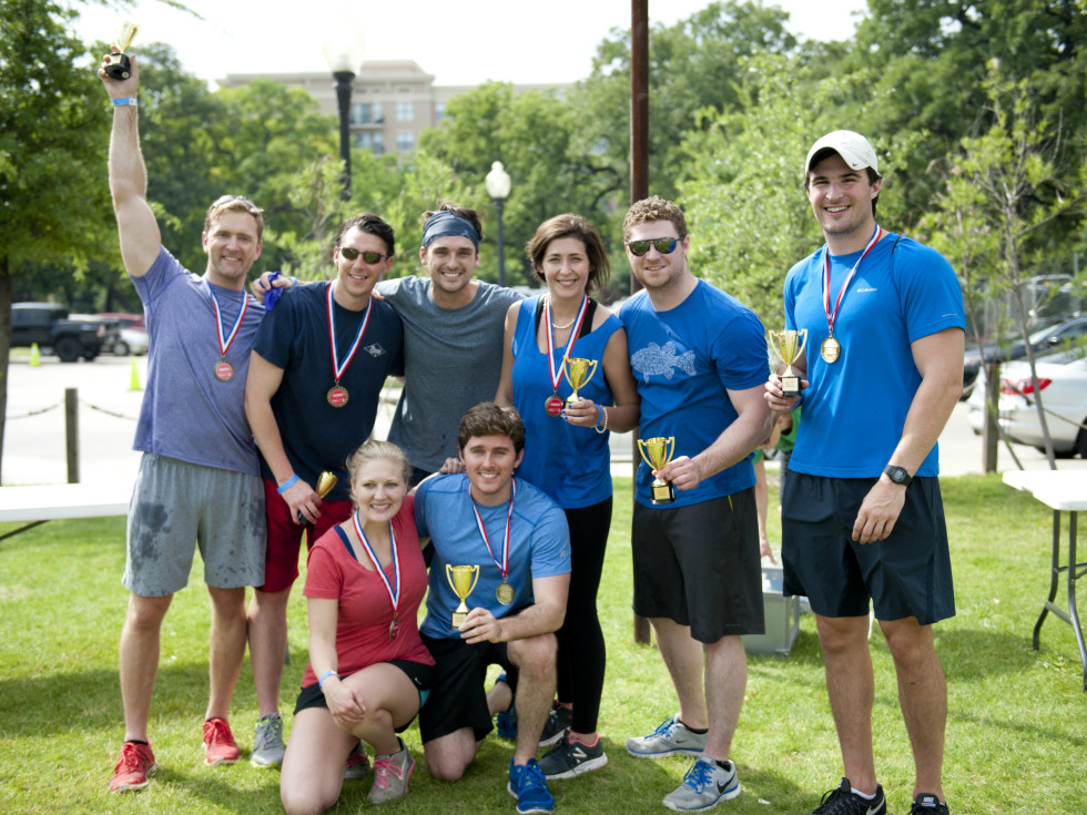 YCPD Field Day 2016 champs front row- – Claire Carroll and Jack Gannon; Back row – Grant Blair, Jon Mitchell, Michael Trecha, Erin Dowell, Clair Gannon and Walt Prudhomme