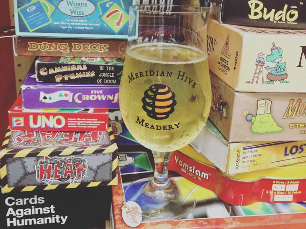 Meridian Hive Meadery tasting room board games cards Austin