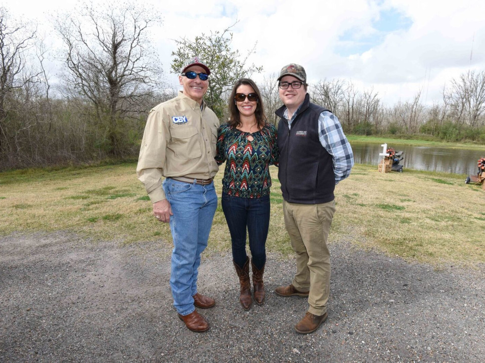 Gregory Cokinos, Brittany OBrien, Jacob Roberts at Memorial Hermann Clay Shoot