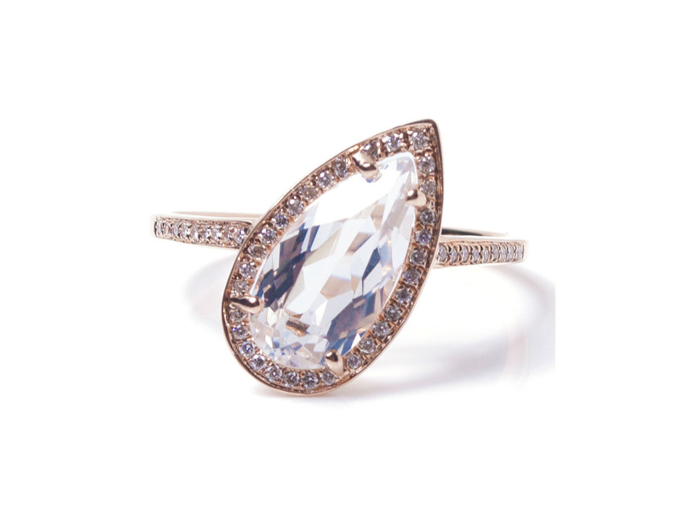 Pratiksha Madison On Tilt white topaz and diamond halo ring
