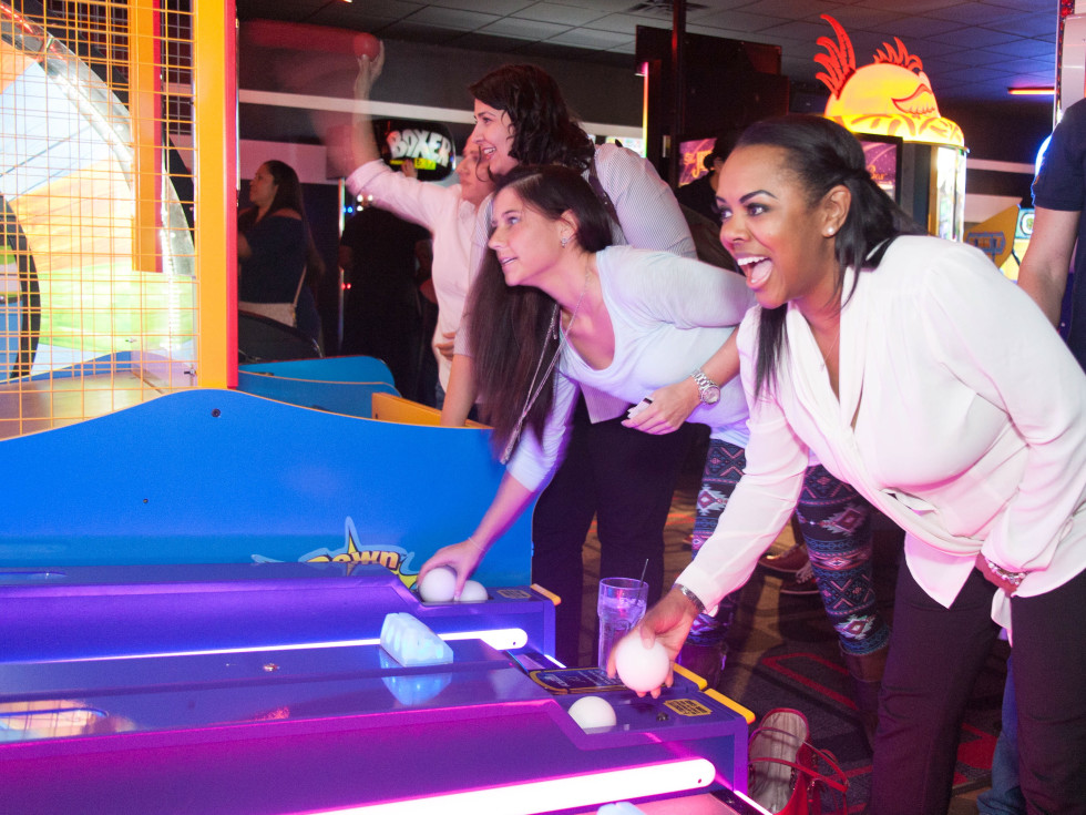 Bowlmor Lanes reopening event skee ball arcade