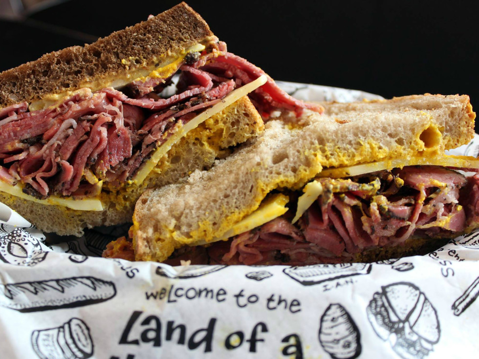 Zingerman's Delicatessen Ann Arbor corned beef pastrami sandwich Jon & Amy's Double Dip 2015