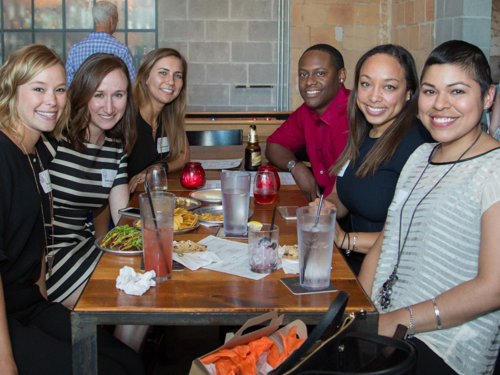 Houston, Casa de Esperanza YP Happy Hour, September 2015, Tara Lopez, Nealy Stuckey, Christina Mullin, Rob Royal, Melanie Chin, Lily Cardenas.