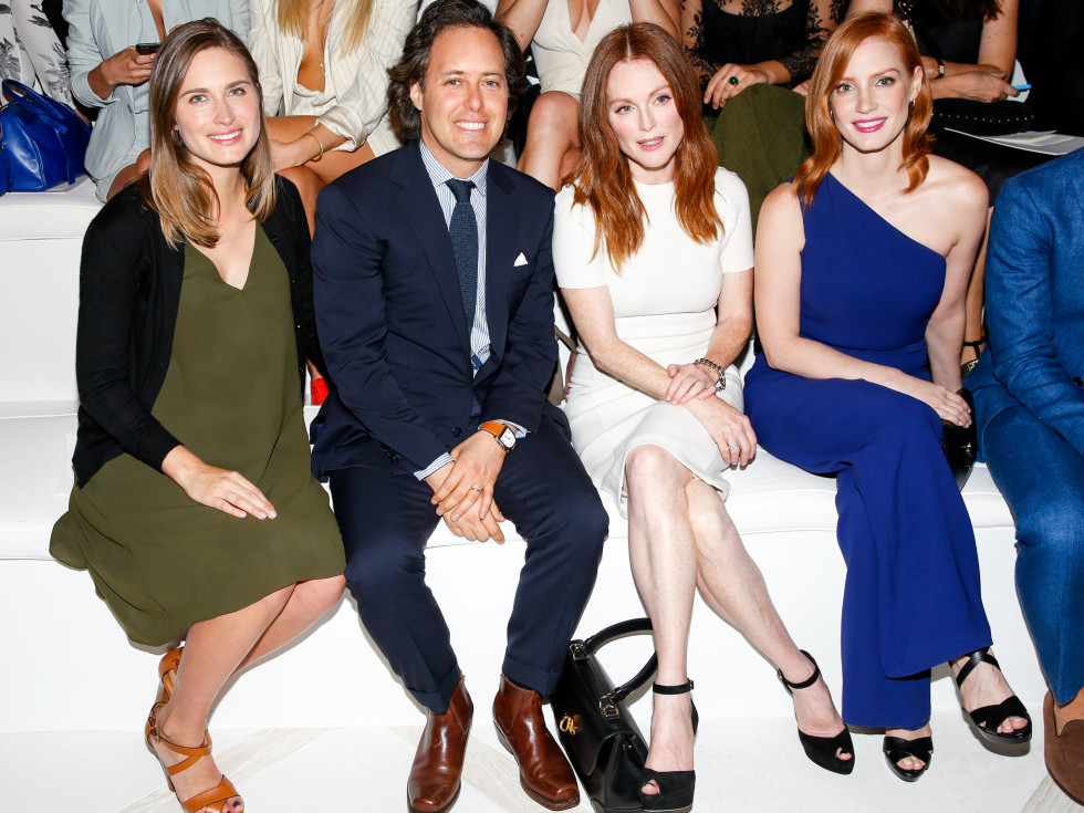 Lauren Bush Lauren, David Lauren, Julianne Moore, Jessica Chastain at RalphLauren spring 2016 runway show