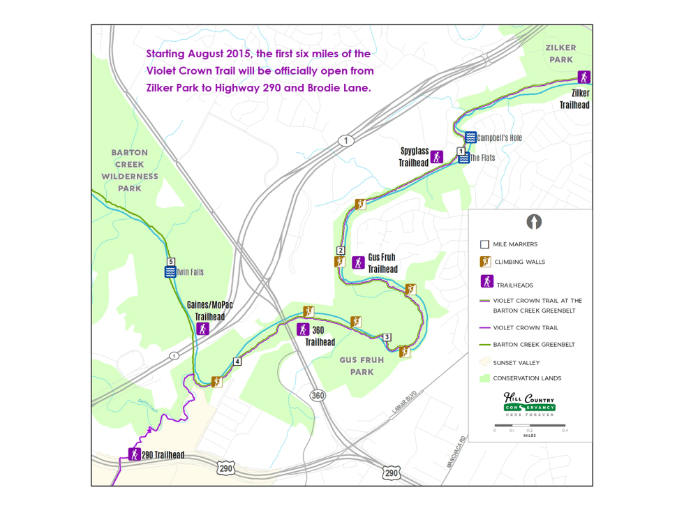 Violet Crown Trail first segment map August 2015