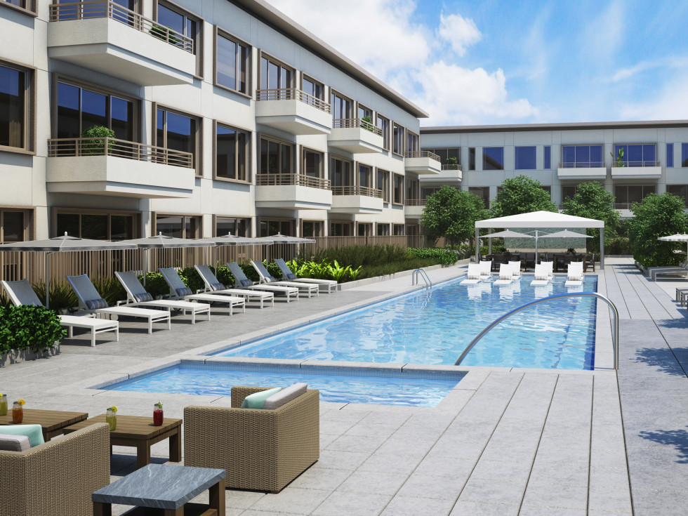 Pool at River Oaks District Grey House luxury apartments