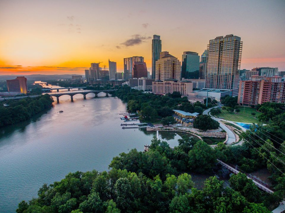 Austin skyline including Lady Bird Lake