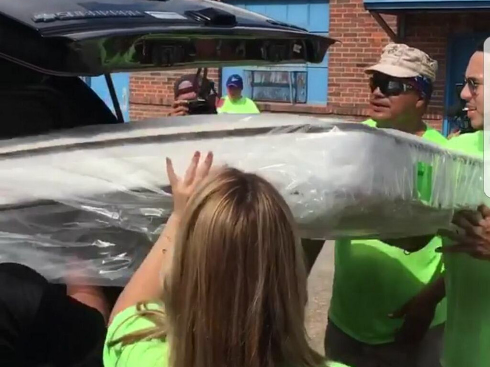 Carlos Correa at bed distribution at Texas Mattress Makers for the Houston Children’s Charity