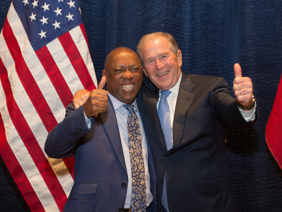 Holocaust Museum LBJ award Mayor Sylvester Turner and President George W. Bush