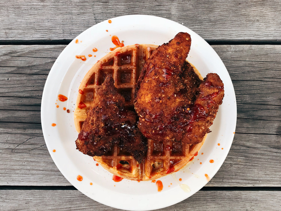 Ladybird's fried chicken and waffle Anthony Calleo