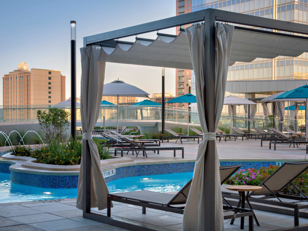 Pool with cabanas