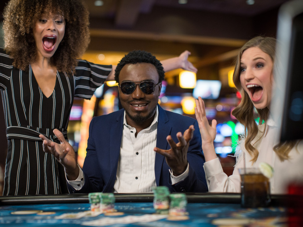 People winning at a casino