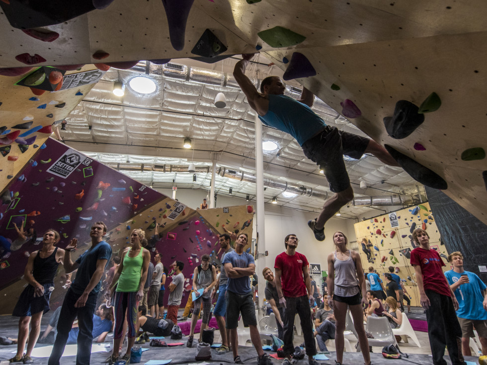 People rock climbing at Crux Climbing