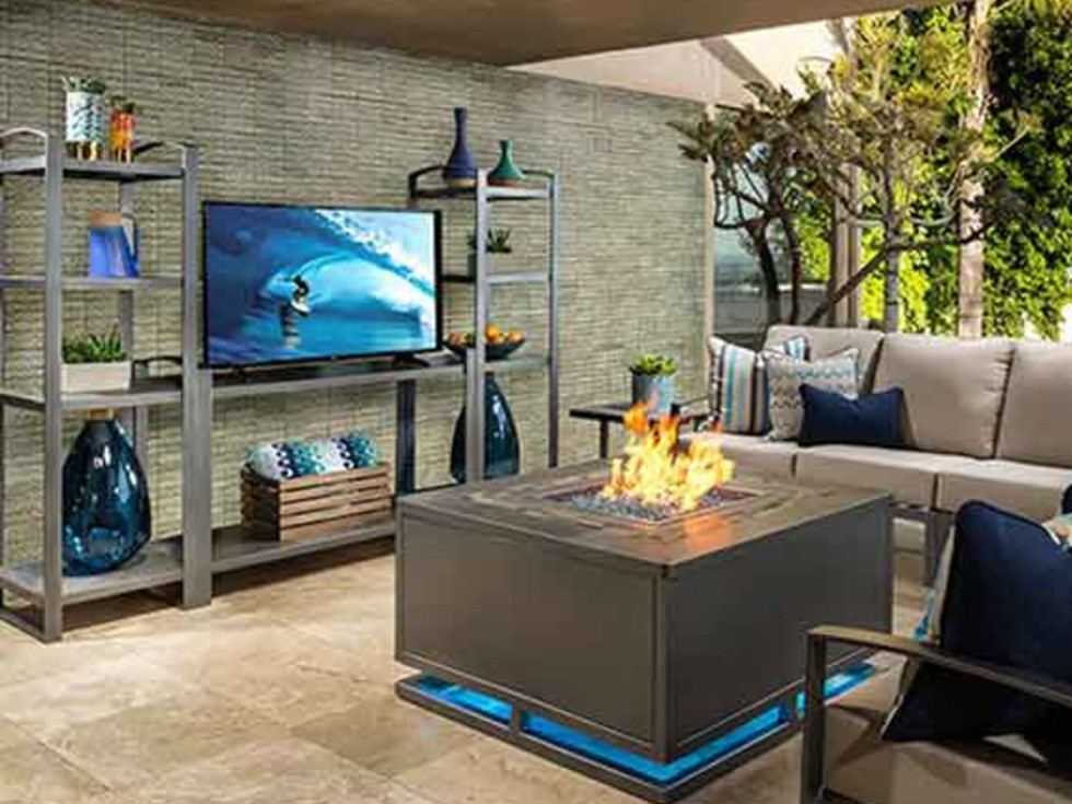 Patio furniture with fire pit