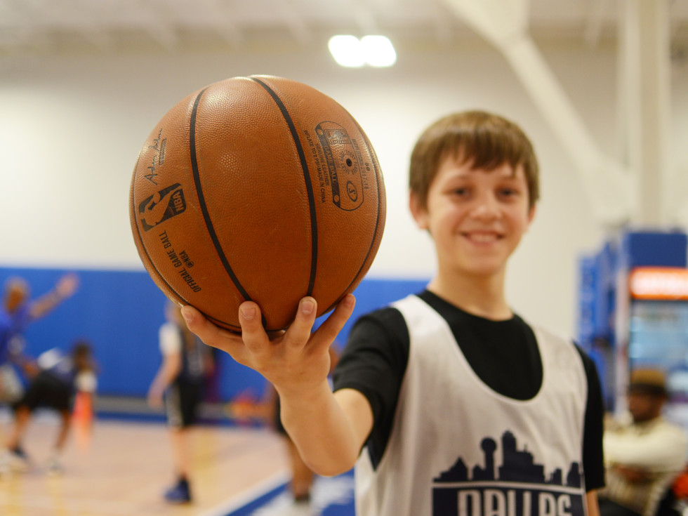 Young boy at Mavs Basketball Camp