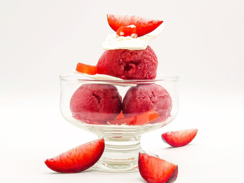 Koffeteria watermelon and plum jam sorbet