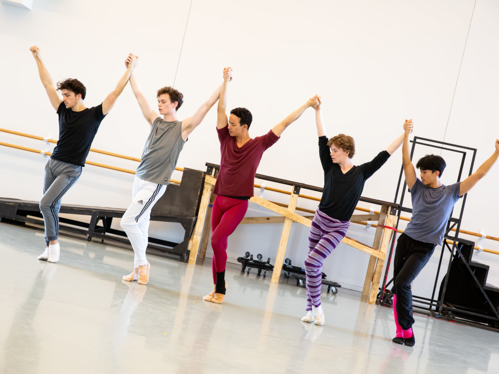 Artists of Houston Ballet rehearsing Trey McIntyre’s Pretty Things.