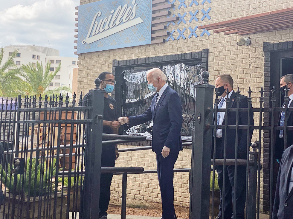 Lucille's Joe Biden Chris Williams fist bump