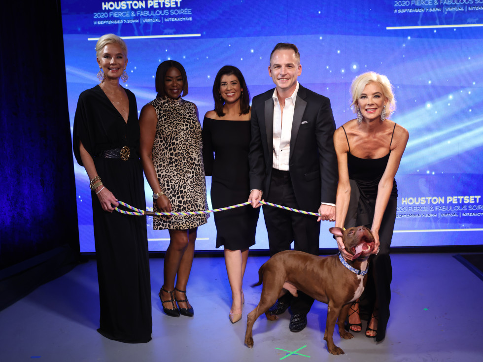 Houston PetSet Fierce Fabulous Soiree 2020 Tena Lundquist Faust, Deborah Duncan, Lisa Hernandez, Johnny Bravo Holloway, Tama Lundquist and Adoptable Dog Polo