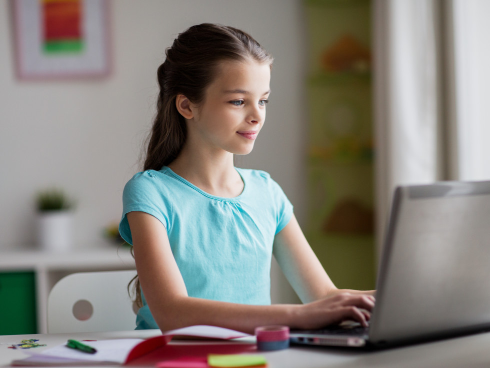 Student working on a laptop